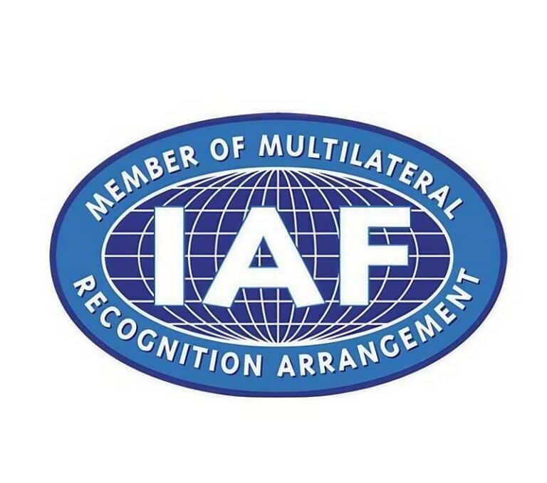 Logo of the International Accreditation Forum (IAF), emphasizing membership in the Multilateral Recognition Arrangement.